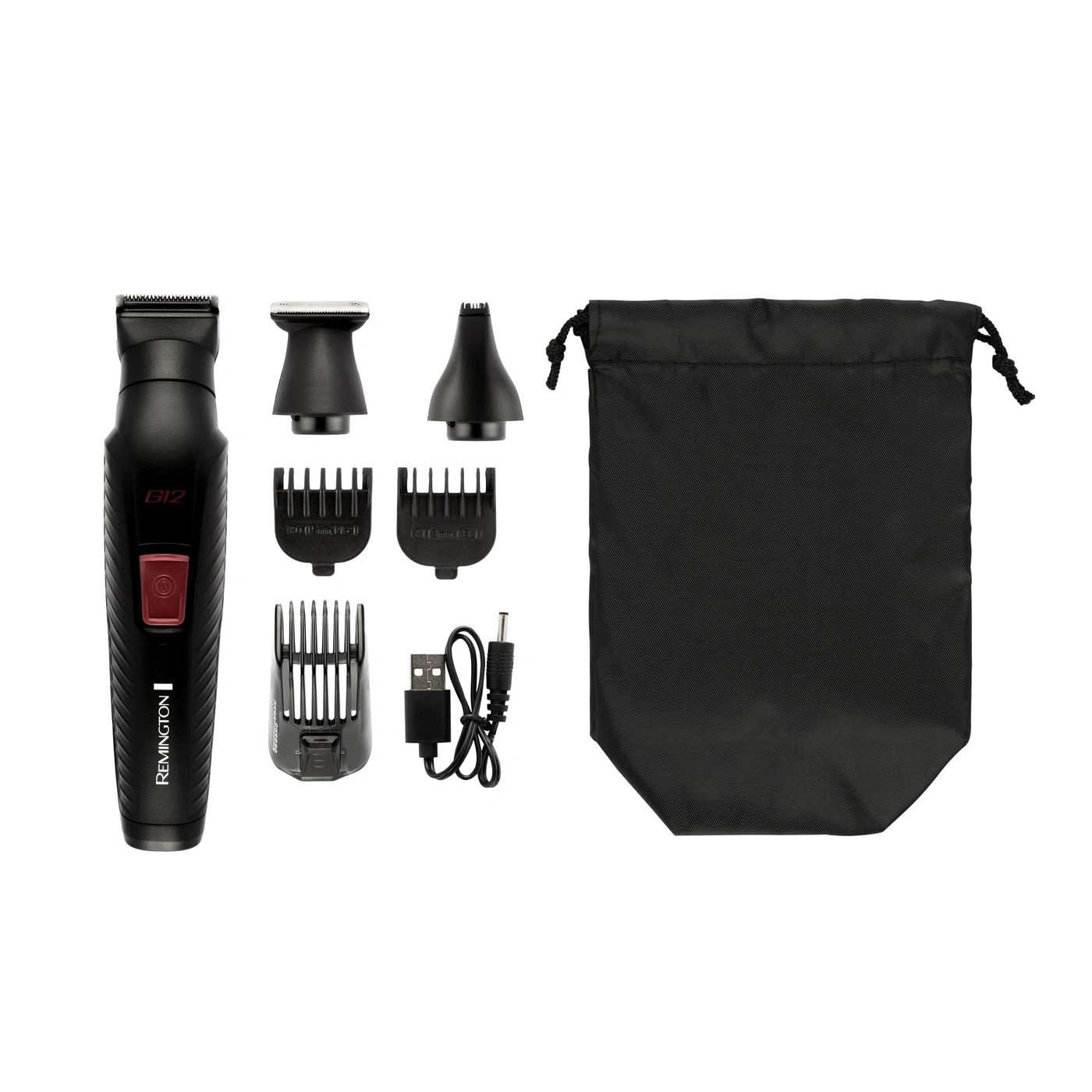 Remington G12 Bartschneider-Set mit Zubehör und Aufbewahrungstasche