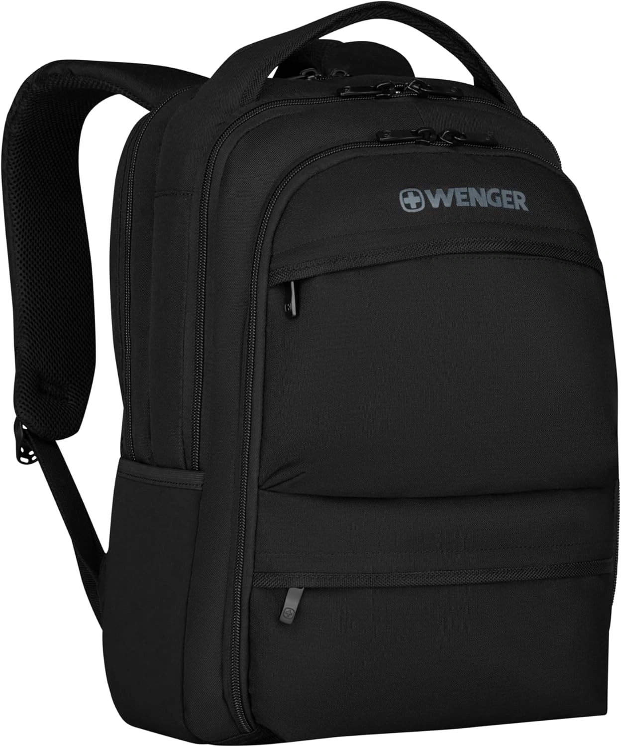 Schwarzer Wenger Rucksack mit Logo und Reißverschlüssen