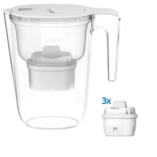 PHILIPS Wasserfilter Filterkaraffe Wasserfilterkaraffe 2.6l + 3 Filterkartuschen