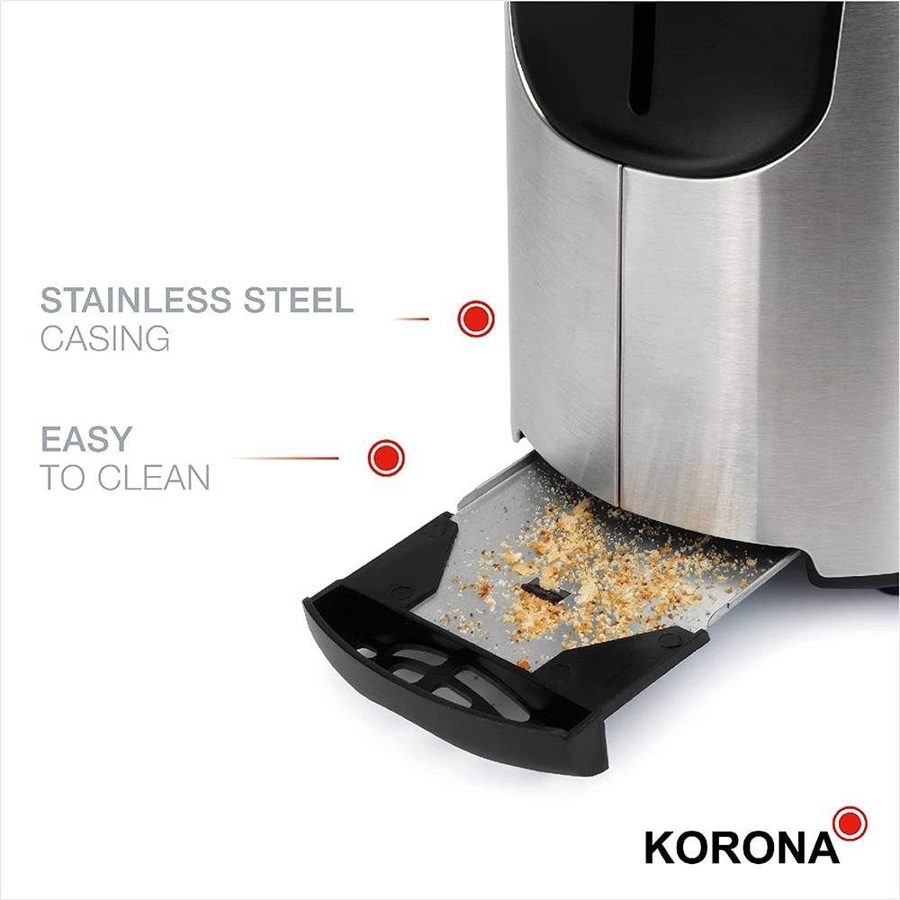 KORONA Toaster 21255 1000W Edelstahl Brötchenaufsatz Krümelschublade schwarz NEU