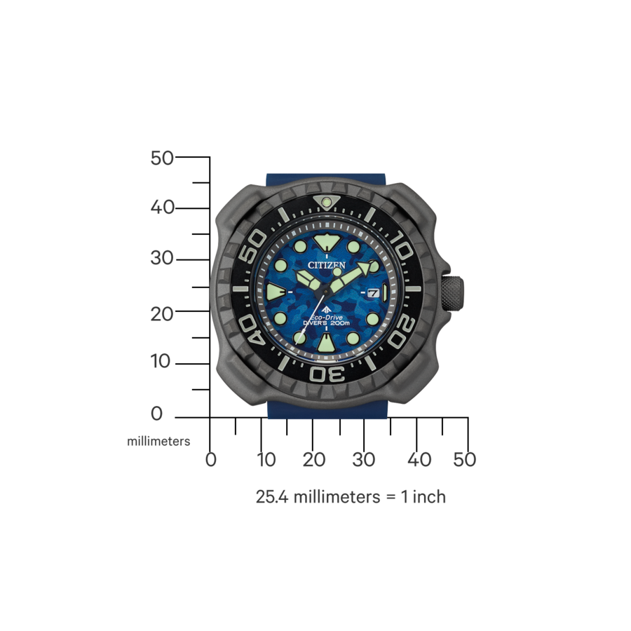Citizen Taucheruhr mit blauem Zifferblatt und Datumsanzeige, 200m wasserdicht.