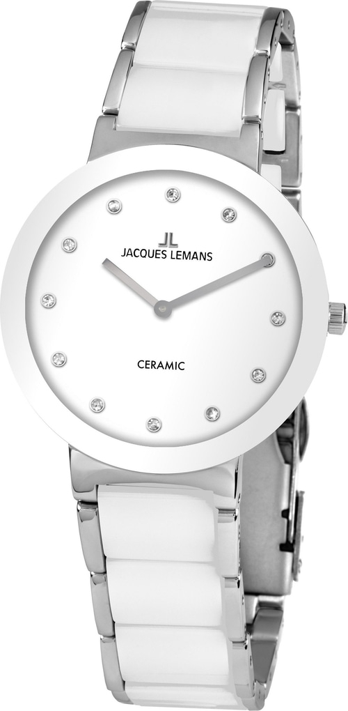 JACQUES LEMANS Damen Armbanduhr High-Tech Ceramic 42-7H Quarz Crystexglas 34mm