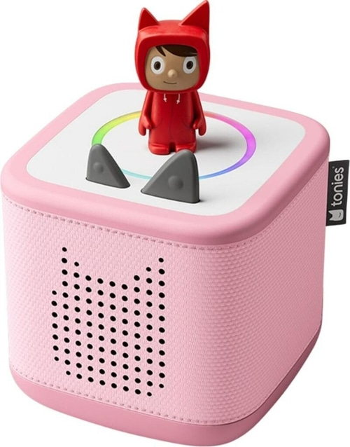 Ein pinker Toniebox mit einer Figur und Ohren