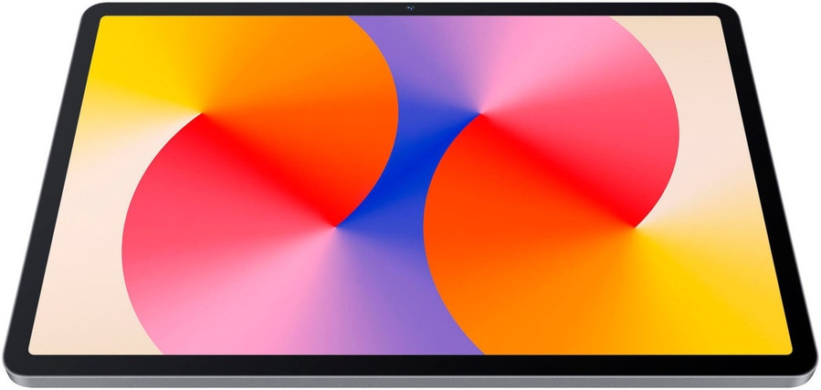 Tablet mit farbenfrohem Bildschirm, der von Gelb über Orange nach Rot verläuft.