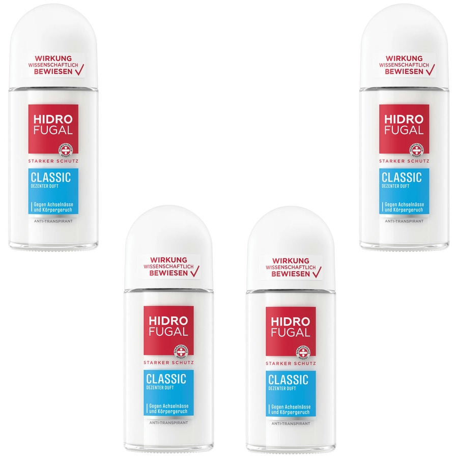 HIDROFUGAL Deo Roll-on CLASSIC Starker Anti-Transpirant Schutz 4 x 50 ml