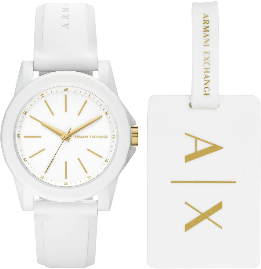 ARMANI EXCHANGE Armbanduhr AX7126 Quarzuhr Damenuhr mit Kofferanhänger B-WARE