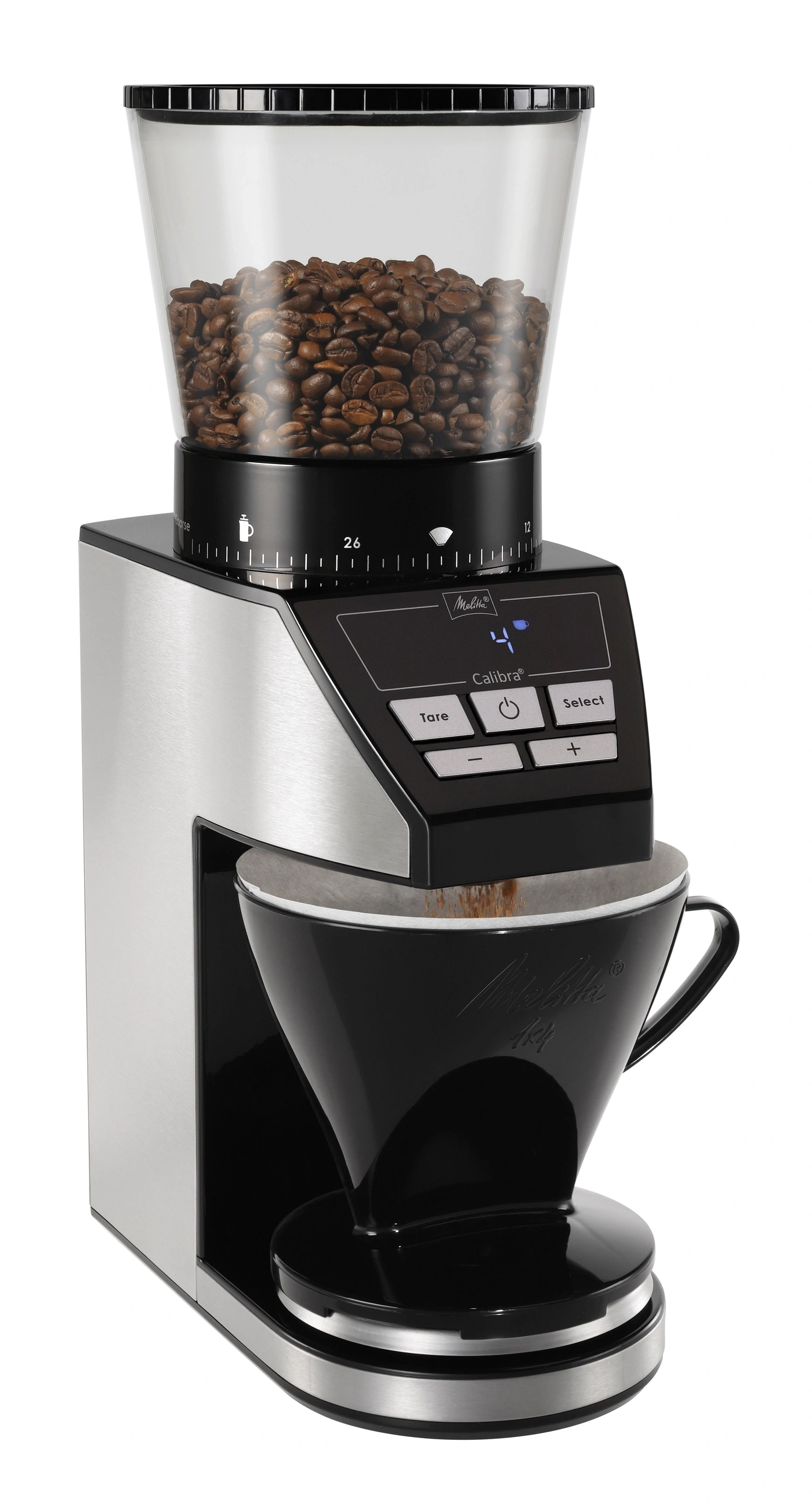 MELITTA Kaffeemühle Calibra Schwarz-Edelstahl 160 W Kegelstahlmahlwerk