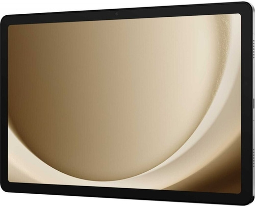 Tablet mit schwarzem Rahmen und goldenem Bildschirm, Nahaufnahme