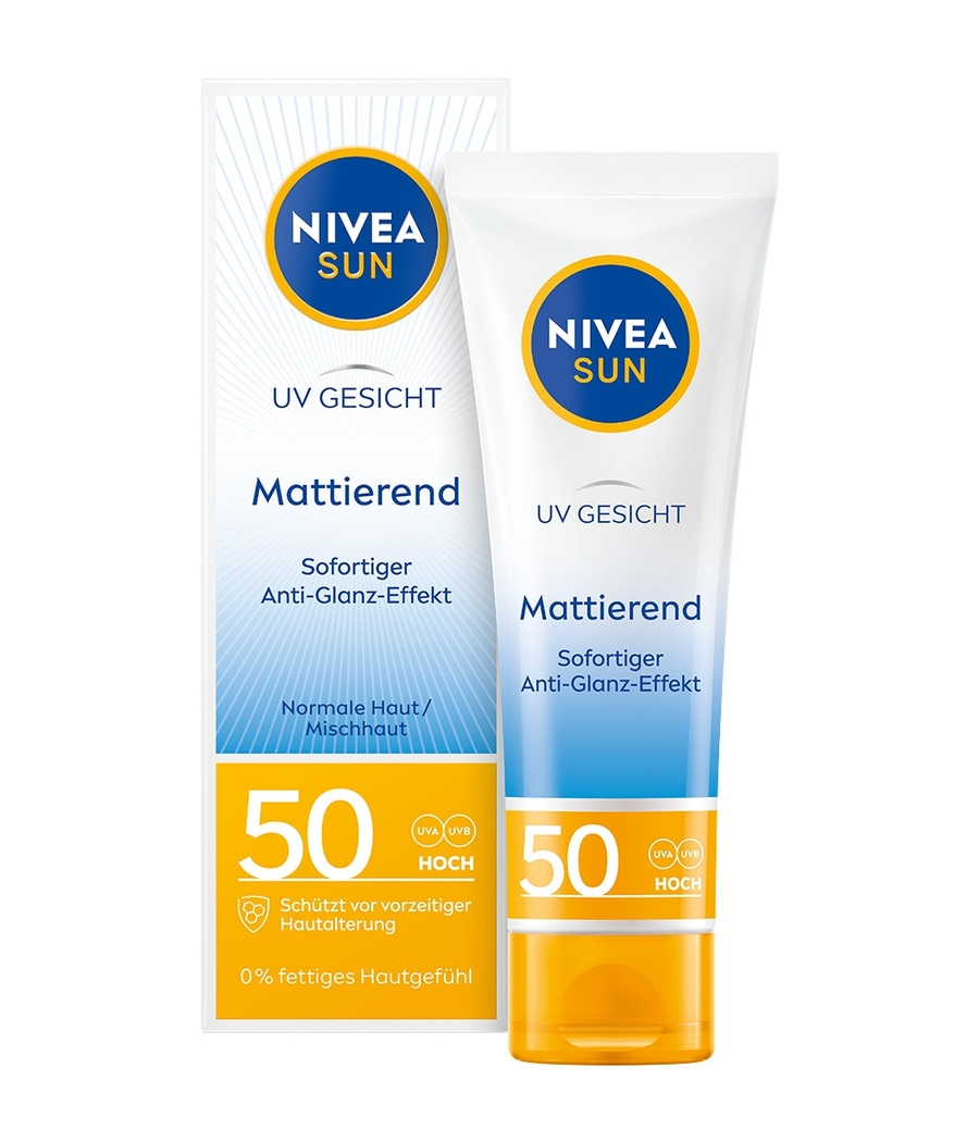 Nivea Sonnencreme, UV Gesicht, Mattierend, 50, Hautschutz, Anti-Glanz-Effekt, Mischhaut