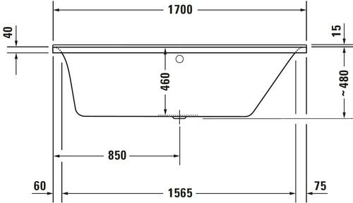 DURAVIT P3 Badewanne Rechteckig 1700x750mm Wanne Weiß Ecke Rechts