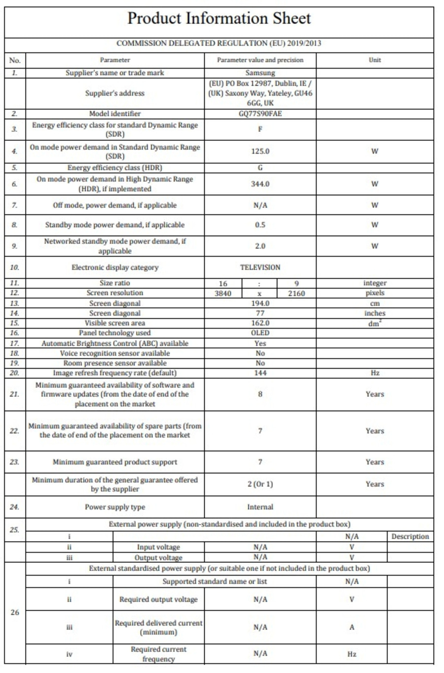 SAMSUNG Smart-TV GQ77S90FAE 195cm/77Zoll OLED-Fernseher 144Hz 4K UHD B-WARE