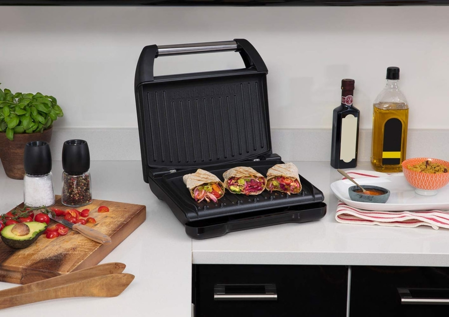 GEORGE FOREMAN Kontaktgrill Fitnessgrill Steel Family Grau 25041-56 Paninigrill