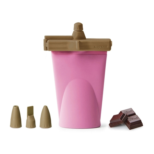 BETTY BOSSI Schoko-Profi Plus Spritzbeutel 3 Tüllen Silikon Kunststoff Pink NEU