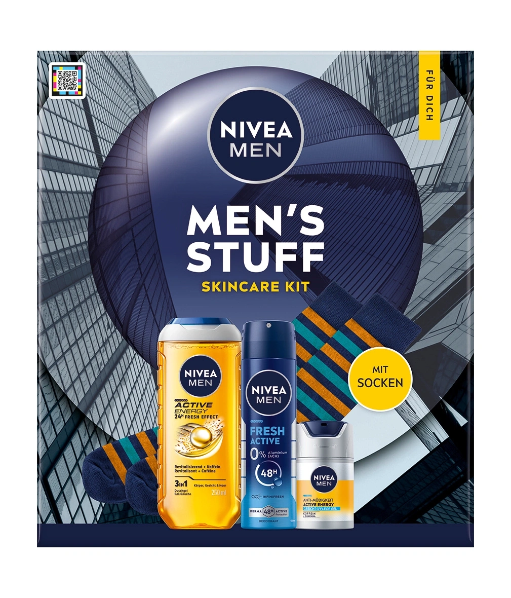 Nivea Men Skincare Kit mit Duschgel, Deo und Socken.