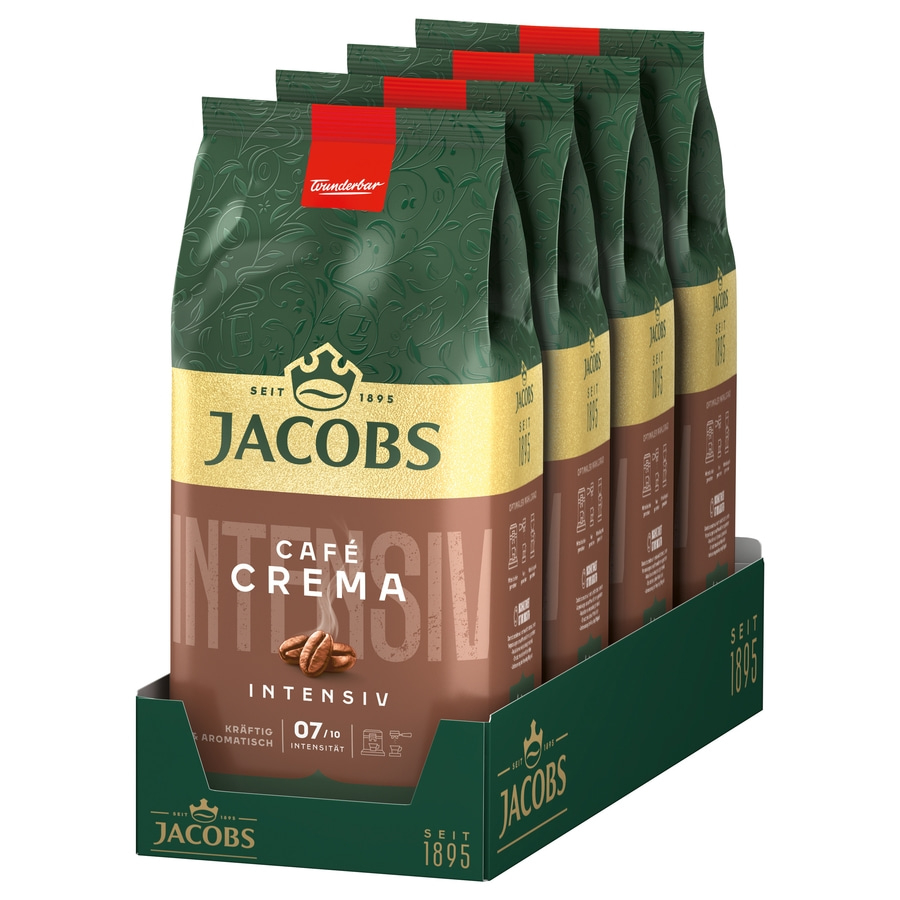 JACOBS Kaffeebohnen Expertenröstung Crema Intensiv 4 x 1 kg ganze Bohnen