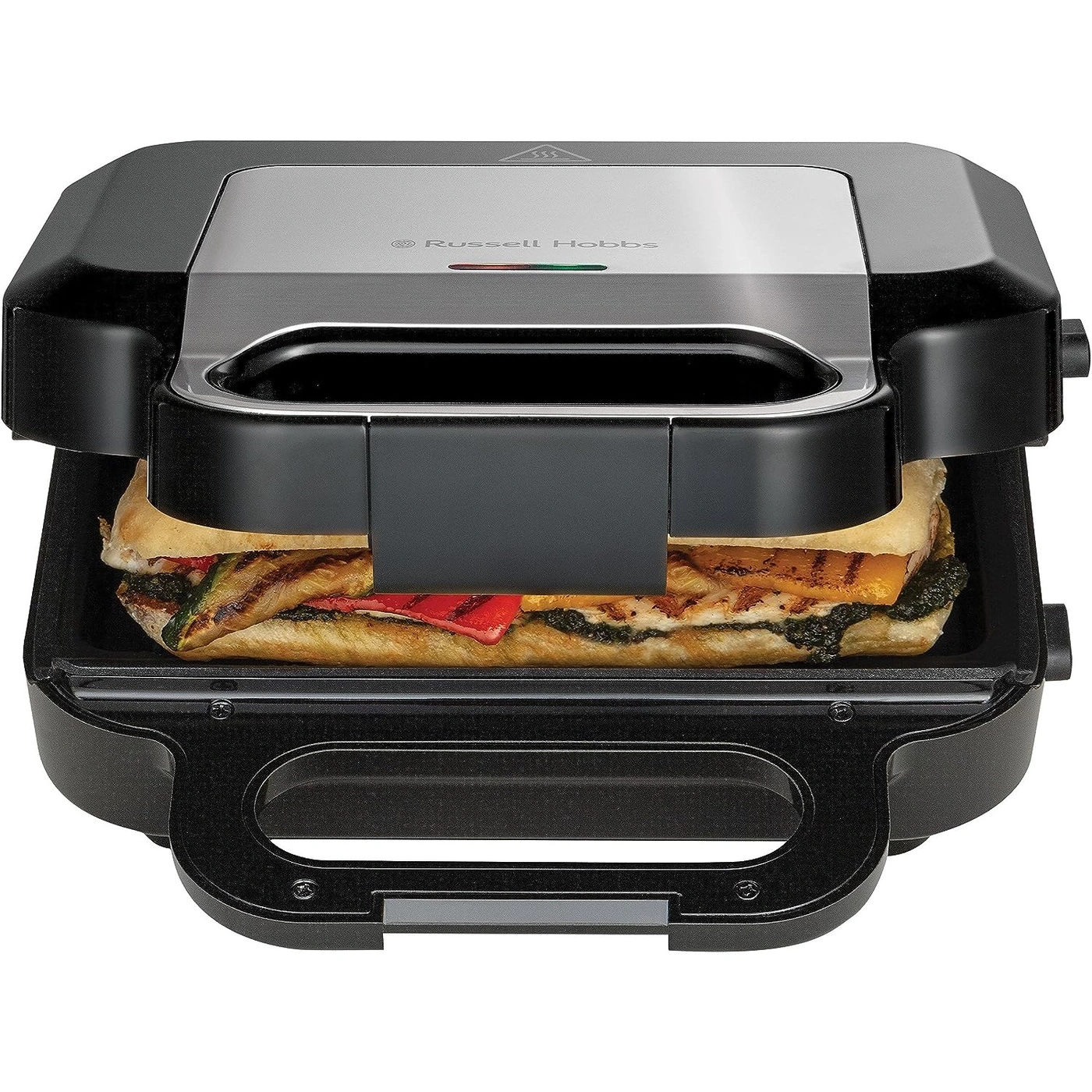Sandwichmaker mit Sandwich, Marke Russell Hobbs, schwarz und silber