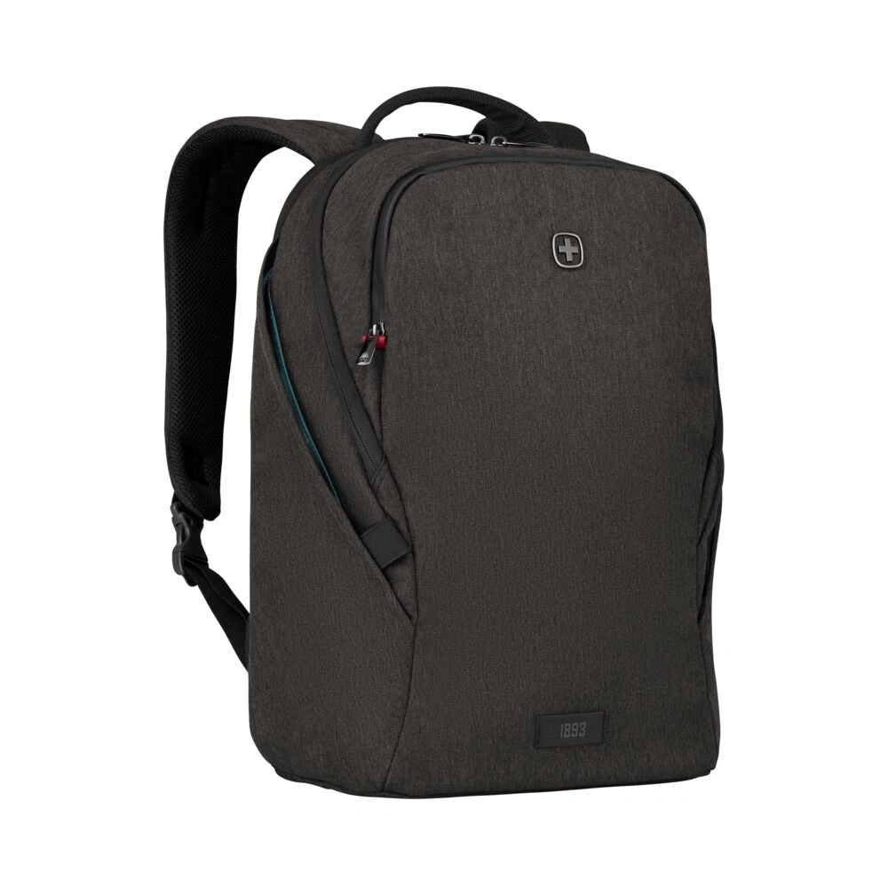 Schwarzer Rucksack mit Reißverschluss und Logo, 1893, für den täglichen Gebrauch