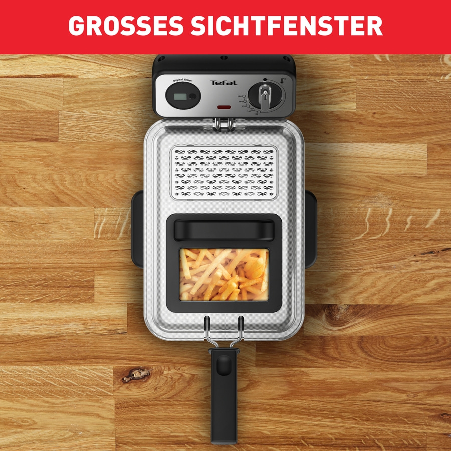TEFAL Fritteuse Filtra Pro FR5111 3 Liter Öl Edelstahl für 800 g Pommes silber