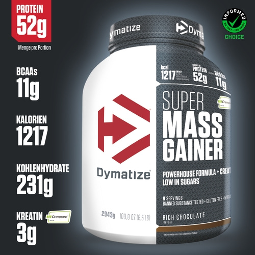 DYMATIZE Weight-Gainer Pulver Super Mass Kohlenhydrate Rich Chocolate 2943 g