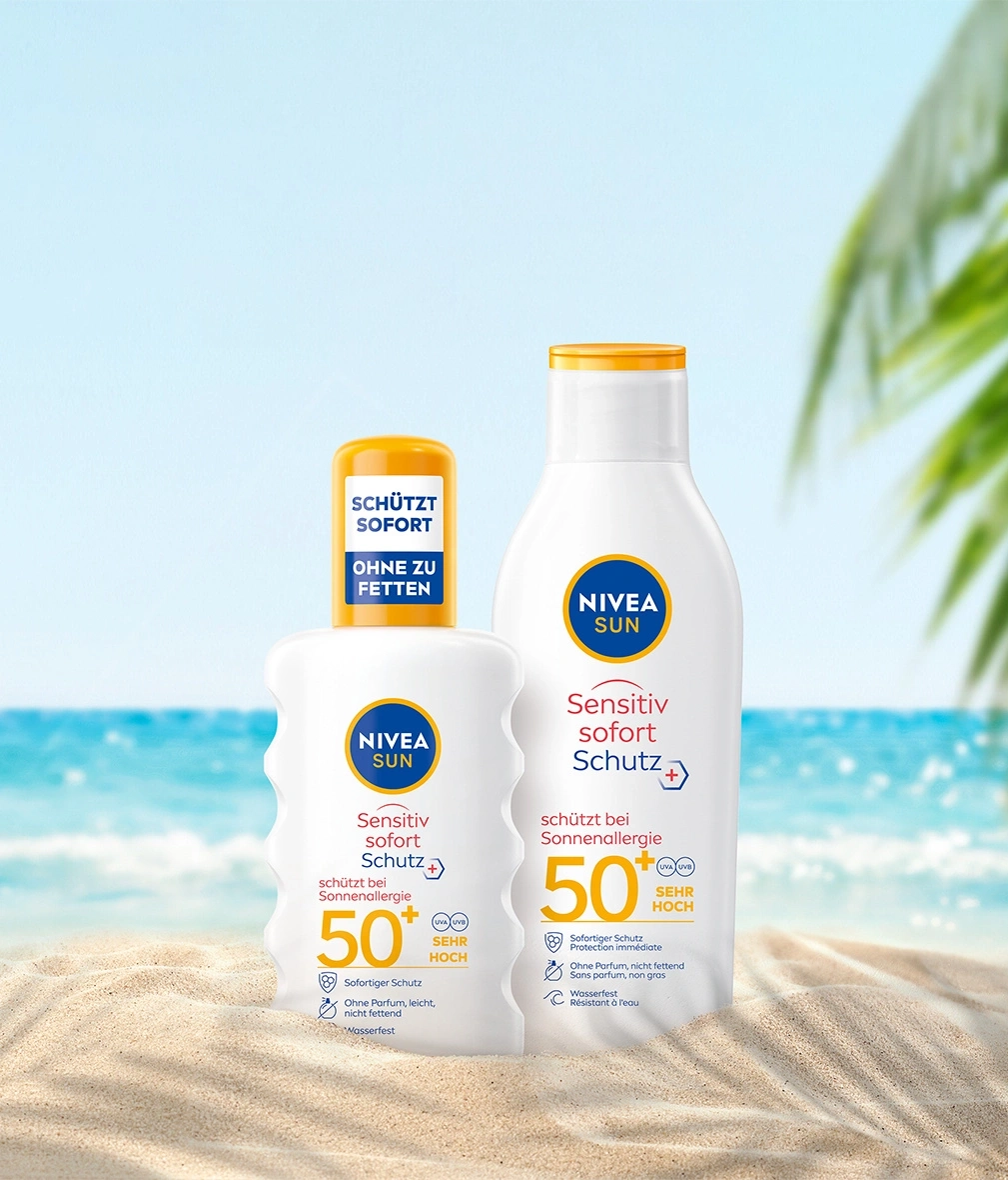 Nivea Sun Sonnenschutzmittel für empfindliche Haut am Strand