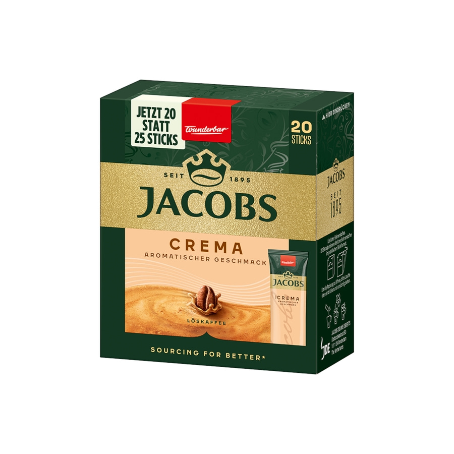 JACOBS Löskaffee Typ Cafe Crema 12 x 20 Getränke Sticks löslicher Instantkaffee