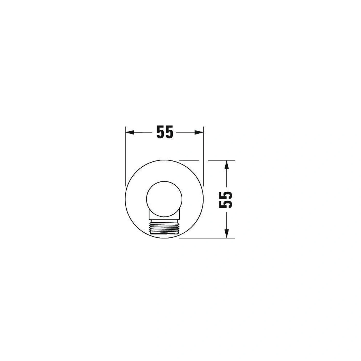 Kreisförmiges Objekt mit Maßangaben von 55 mm, ideal für technische Zeichnungen.