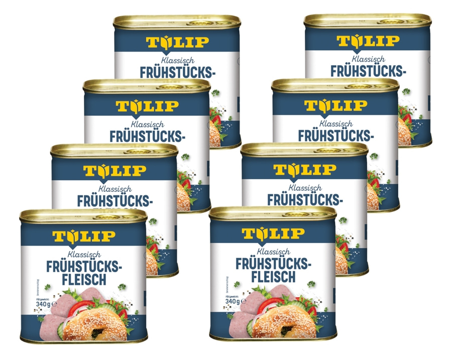 TULIP 8x 340g Frühstücksfleisch Original Dänische Delikatesse Konservendose NEU