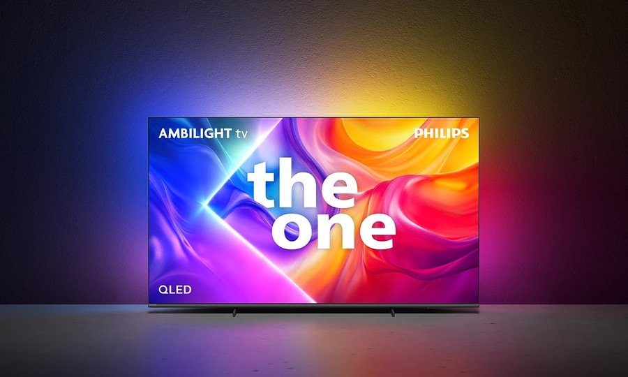 Philips Fernseher mit Ambilight und QLED-Technologie, 'the one' Schriftzug
