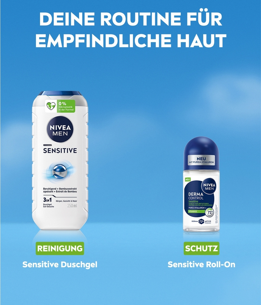 NIVEA Deodorant Men Derma Control Sensitiv Roll-On 6 x 50ml