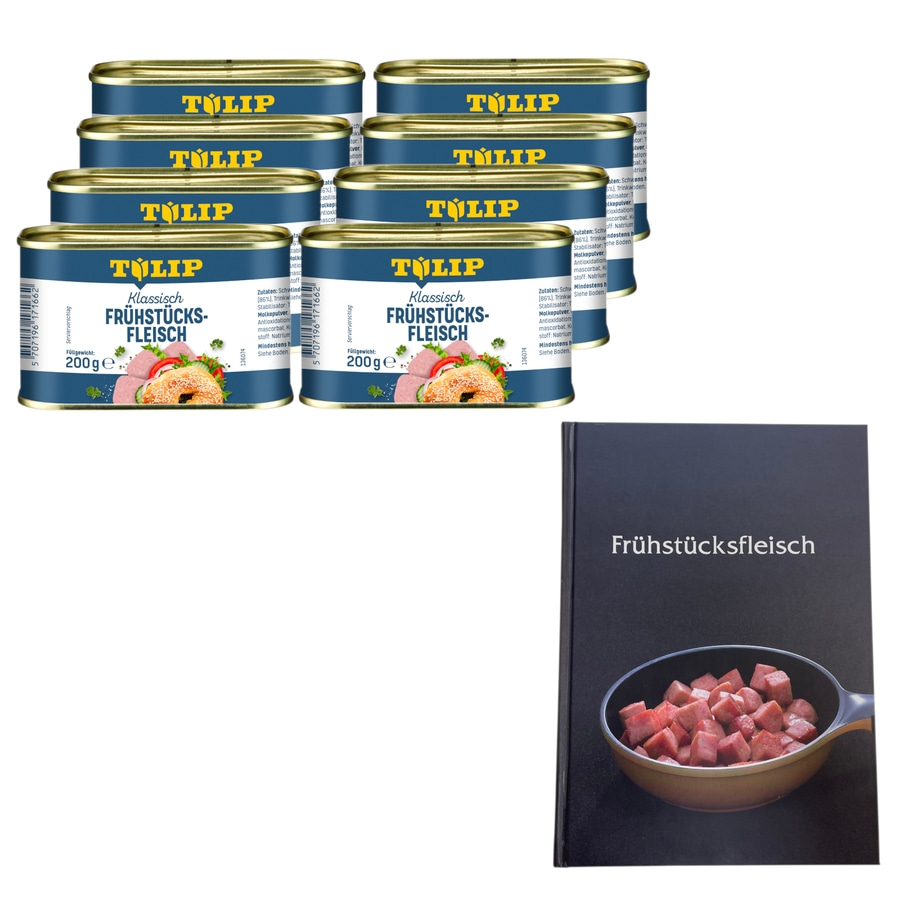 TULIP 8x Frühstücksfleisch Schwein 200g Dänische Delikatesse mit extra Kochbuch
