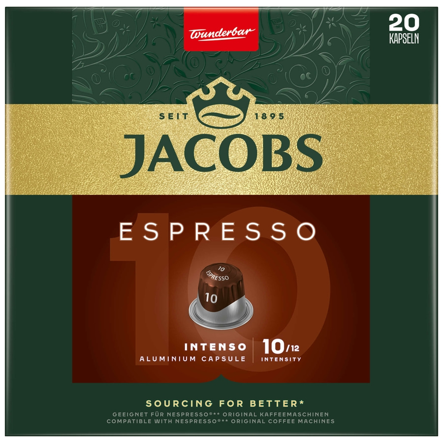 JACOBS Kapseln Espresso 10 Intenso 200 Nespresso®* kompatible Kaffeekapseln