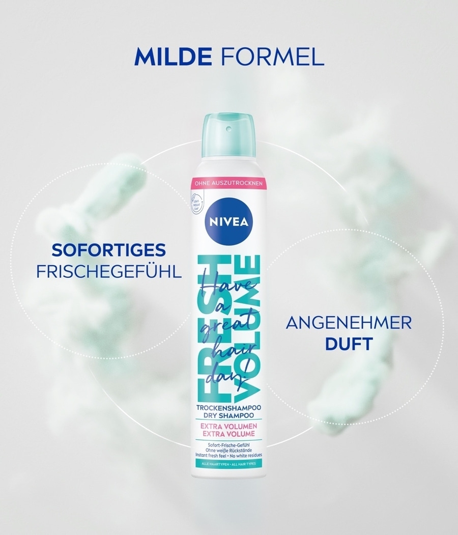 Nivea Trockenshampoo, Frischegefühl, Volumen, angenehmer Duft, alle Haartypen