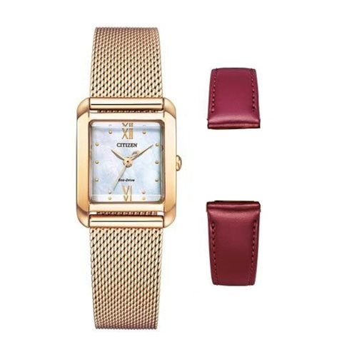 CITIZEN Damen Armbanduhr EW5593-64D Edelstahl Eco-Drive 2 Armbänder gold B-WARE