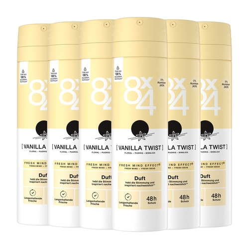 8x4 Deo Spray Vanilla Twist 6 x 150ml Fresh Mind Effect® und 48h Schutz