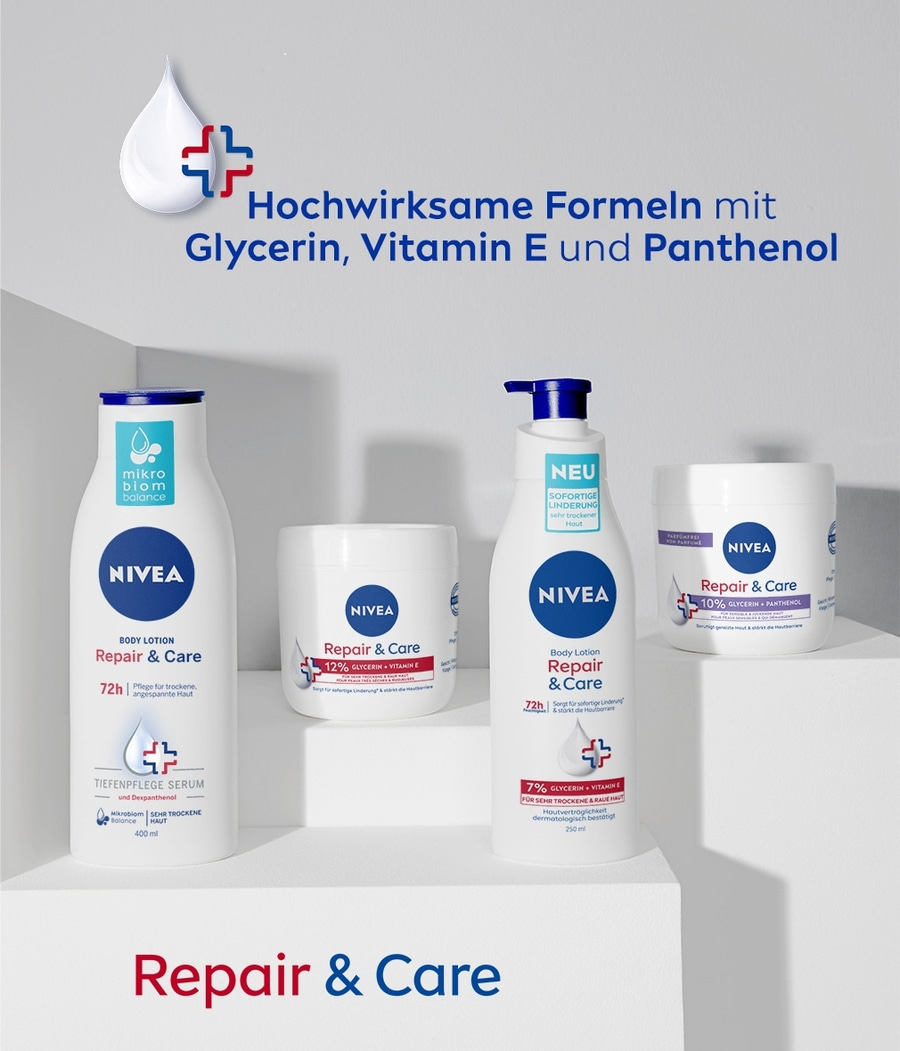 NIVEA Repair & Care Intensive Pflegecreme Glycerin+ Vitamin E Bodylotion 2x400ml