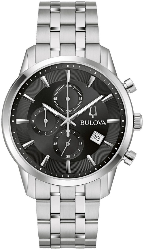 BULOVA 96B412 Armbanduhr Chronograph Edelstahl 41 mm Quarz Silberfarben B-Ware