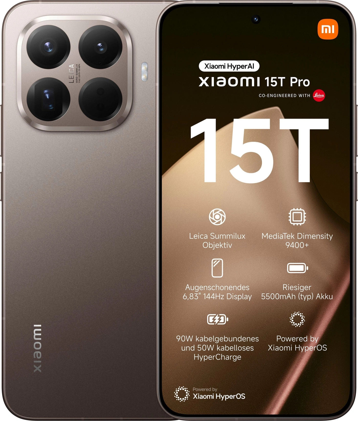XIAOMI Smartphone 15T Pro 6,83Zoll 512GB Android 5G NFC WLAN Mocha Gold B-WARE
