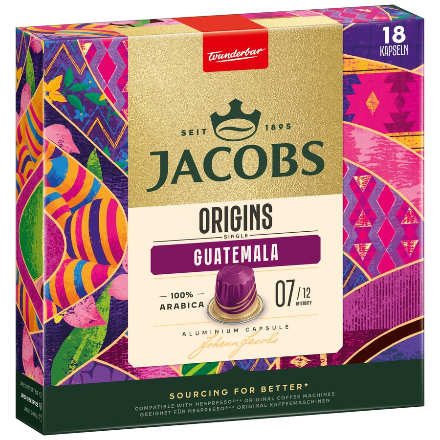 JACOBS Kapseln Origins 7 Guatemala Nespresso®* kompatible Kaffeekapseln 10 x 18