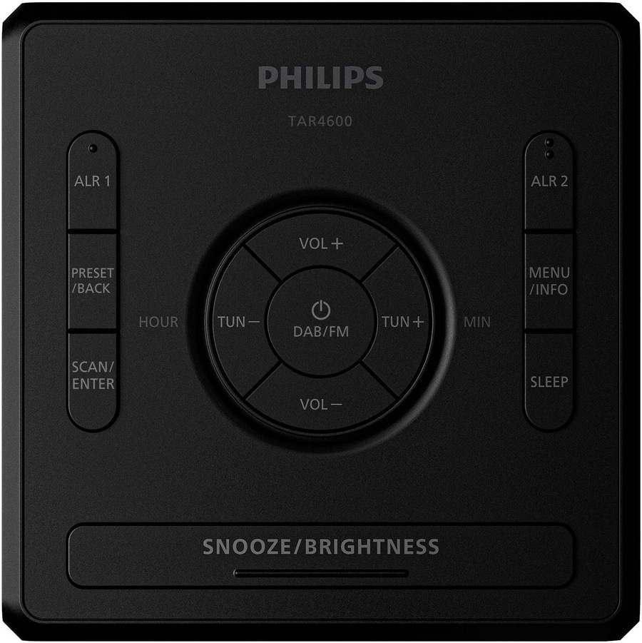 schwarzer Philips Radiowecker TAR4600 mit Tasten und digitalem Display