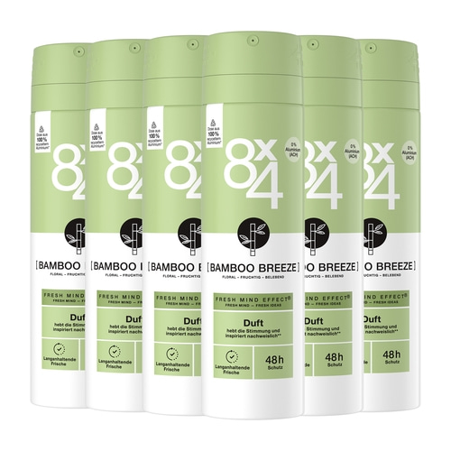 8x4 Deo Spray Bamboo Breeze 6 x 150ml Fresh Mind Effect® und 48h Schutz