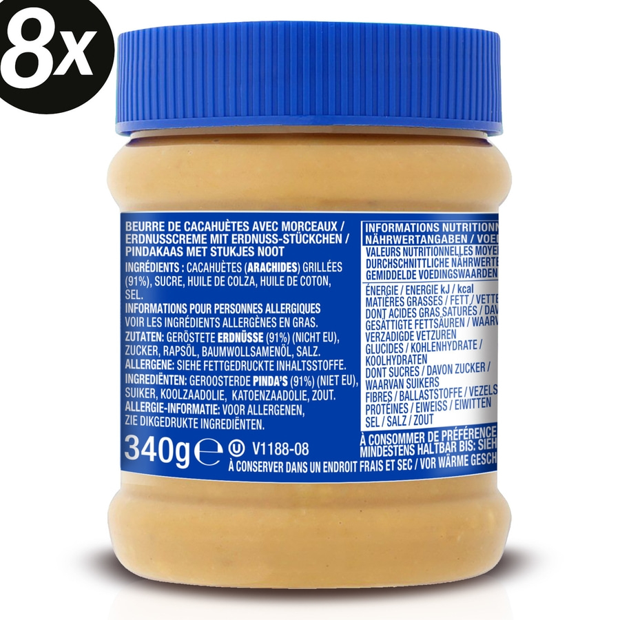 SKIPPY 8x Erdnussbutter "Super-Chunk" Peanut Butter Crunchy Ohne Palmöl 8x 340g