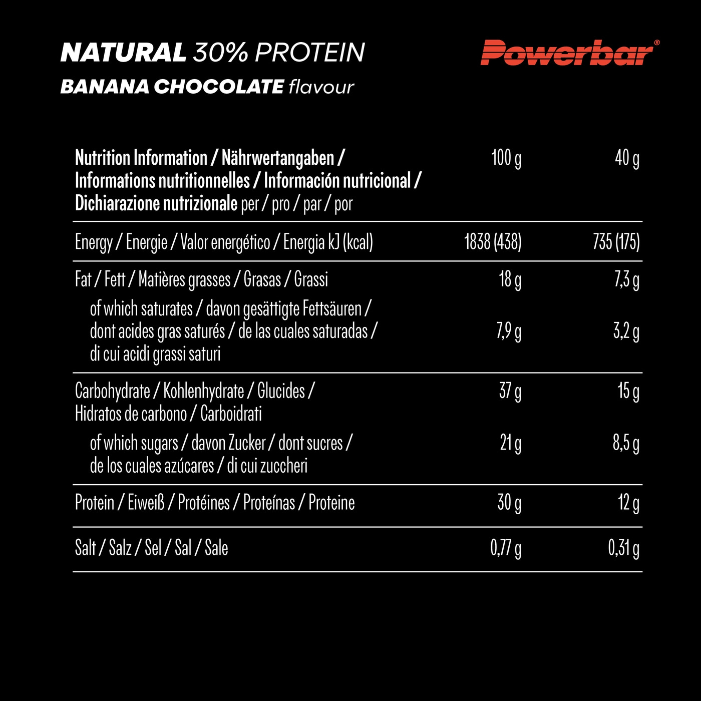 POWERBAR Natural Protein Banana Chocolate 18x40g veganer Protein Riegel