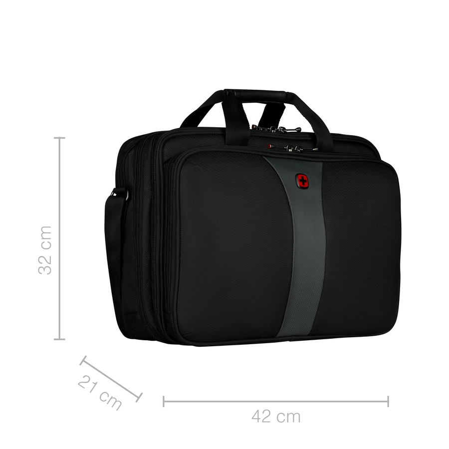 WENGER Laptop-Tasche Legacy 17" mit drei Fächern Tasche Schwarz-Grau 19 L