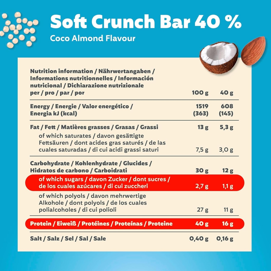 Nährwertangaben für Soft Crunch Bar Kokos Mandelflavor