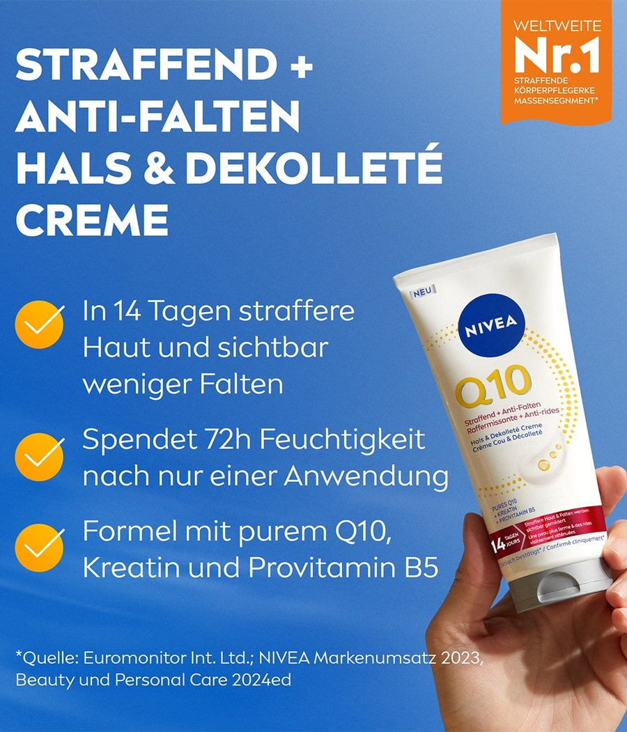 NIVEA Q10 Straffend + Anti-Falten Hals & Dekolleté Creme 200 ml