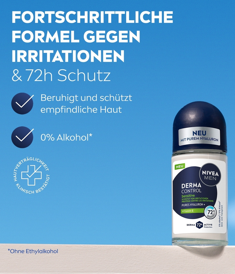 NIVEA Deodorant Men Derma Control Sensitiv Roll-On 6 x 50ml