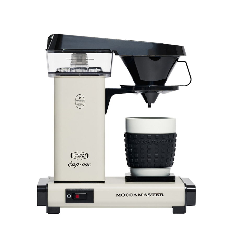 Kaffeemaschine Moccamaster Cup-one, cremefarben, mit schwarzem Filter und Becher