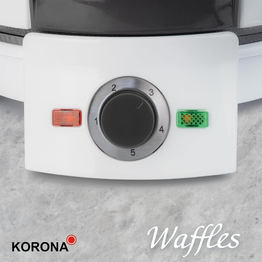 KORONA Waffeleisen 41007 Antihaftbeschichtung 20cm 1000W 5 Stufen weiß NEU