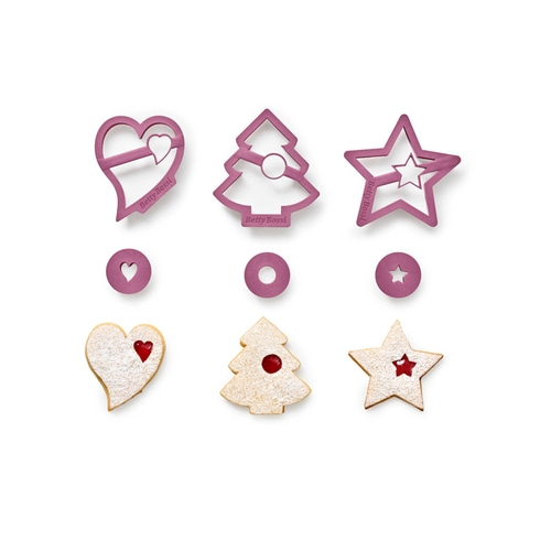 BETTY BOSSI Spitzbuben-Ausstecher Weihnachten 3er-Set