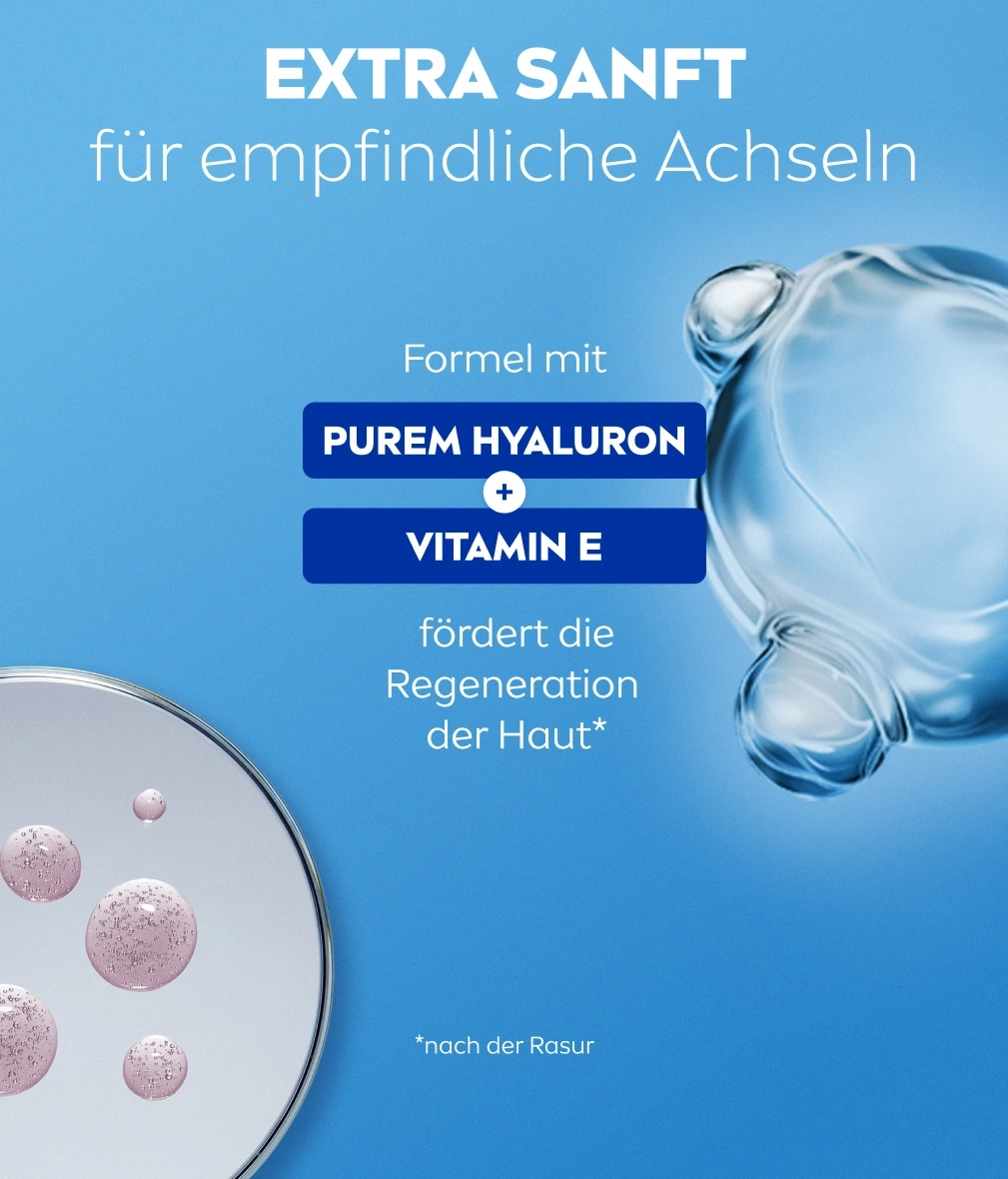 Bilderzeugung für sanfte Hautpflegeprodukte mit Hyaluron und Vitamin E.